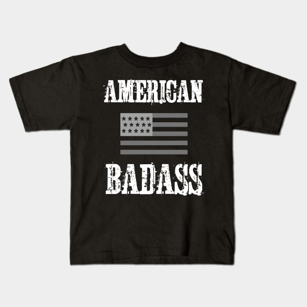 American Badass Flag Shirt Kids T-Shirt by jutulen